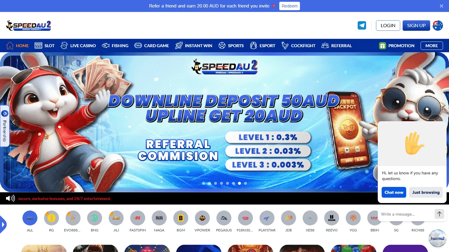 Speedau2 Casino desktop home interface